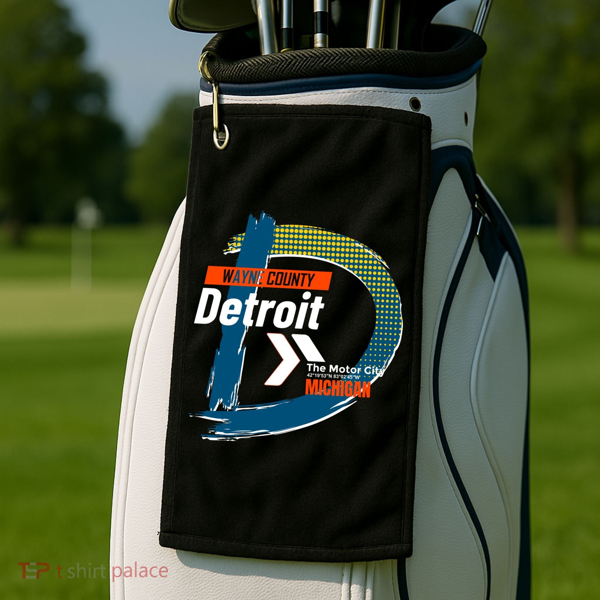 Detroit Wayne County Michigan Modern Logo Golf Towel