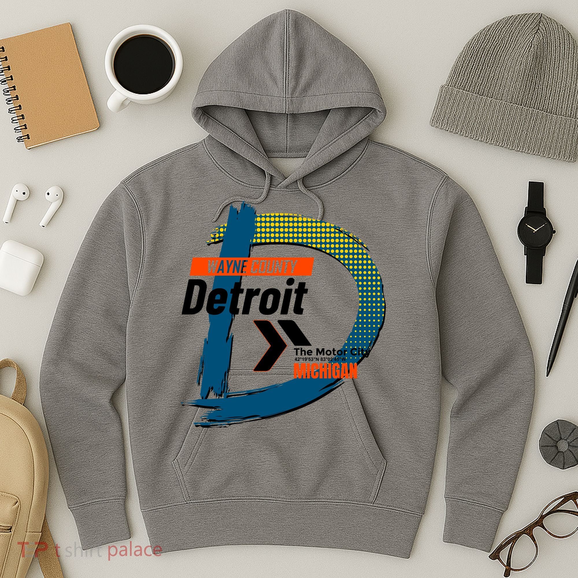 Detroit Wayne County Michigan Modern Logo Hoodie
