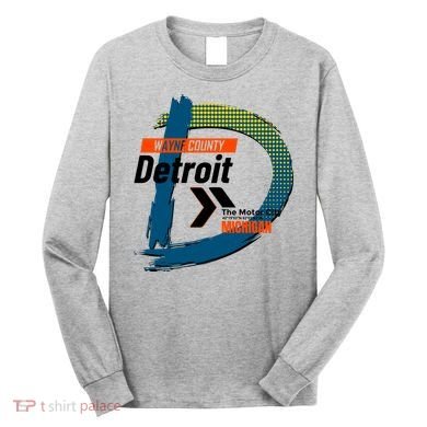 Detroit Wayne County Michigan Modern Logo Long Sleeve Shirt