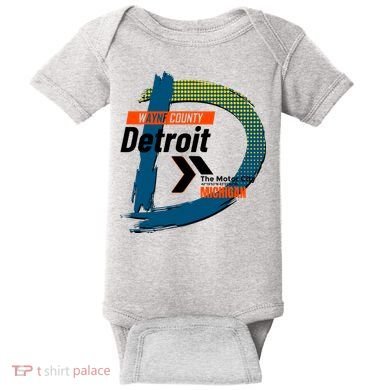 Detroit Wayne County Michigan Modern Logo Baby Bodysuit