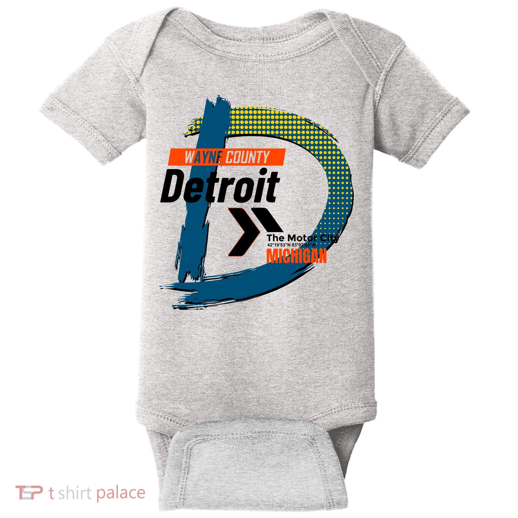 Detroit Wayne County Michigan Modern Logo Baby Bodysuit