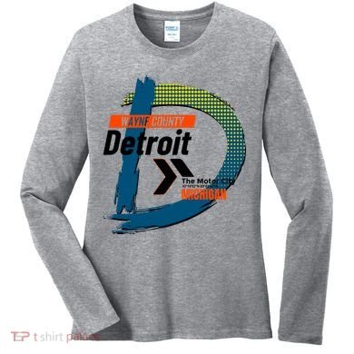 Detroit Wayne County Michigan Modern Logo Women's Long Sleeve Shirt
