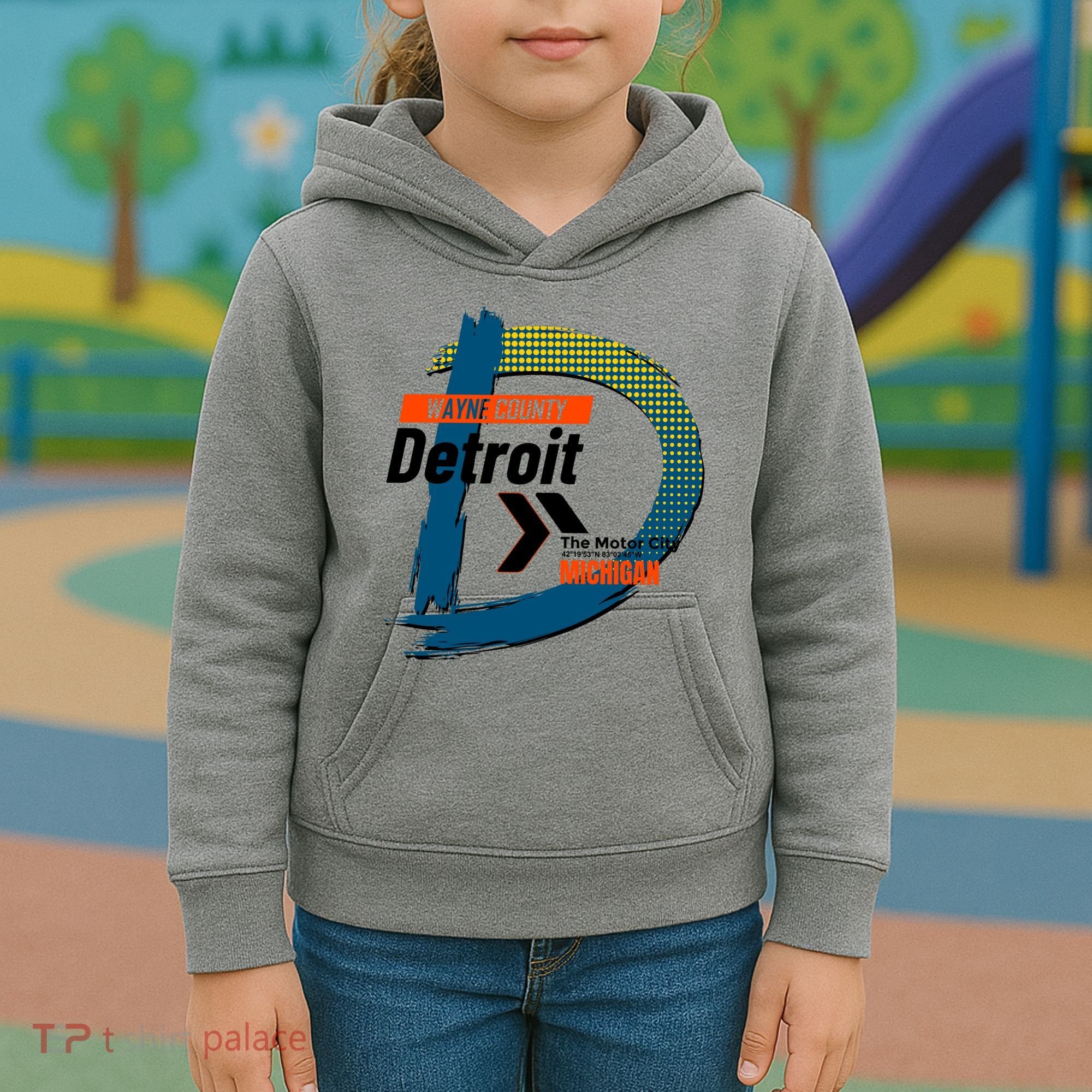 Detroit Wayne County Michigan Modern Logo Kids Hoodie