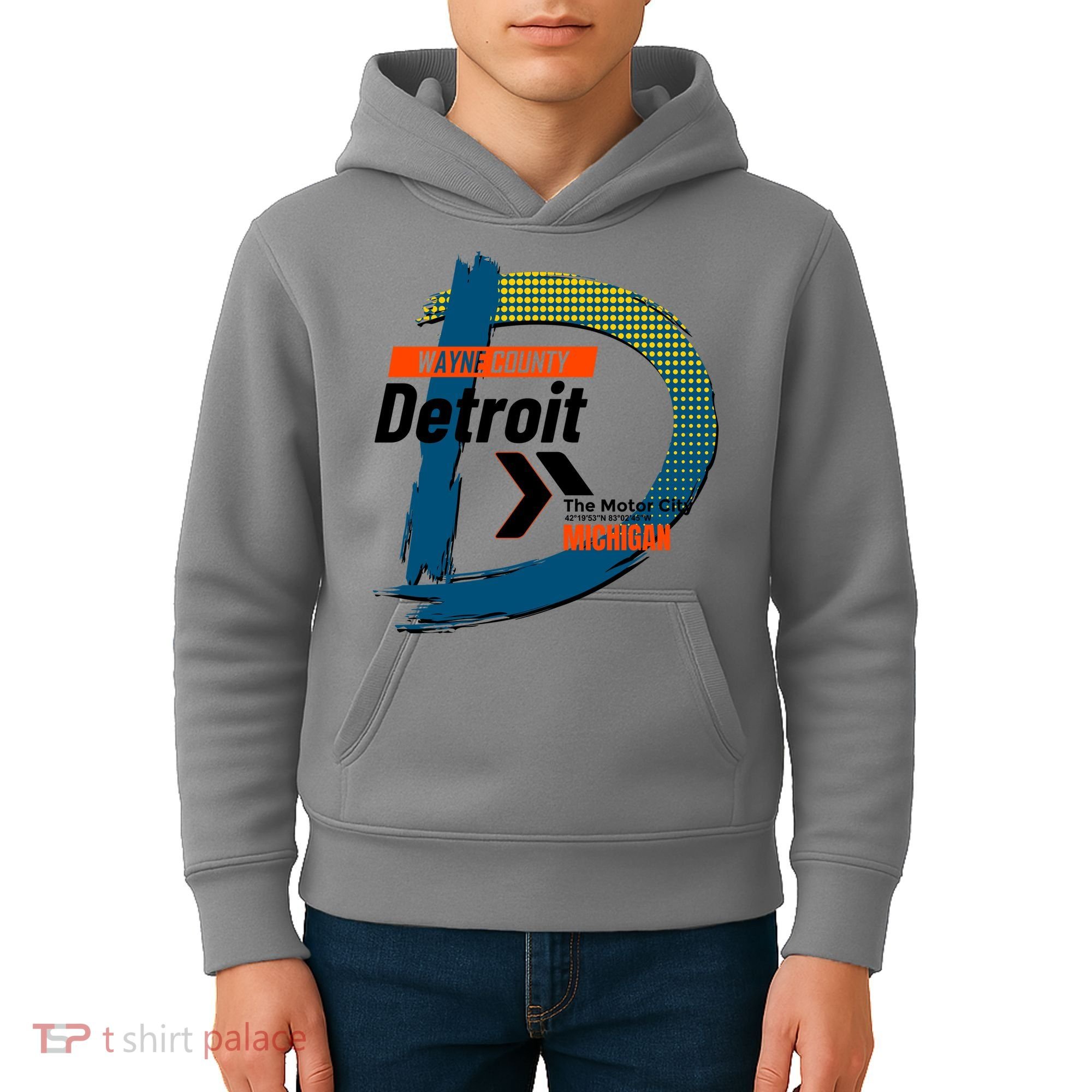 Detroit Wayne County Michigan Modern Logo Kids Hoodie