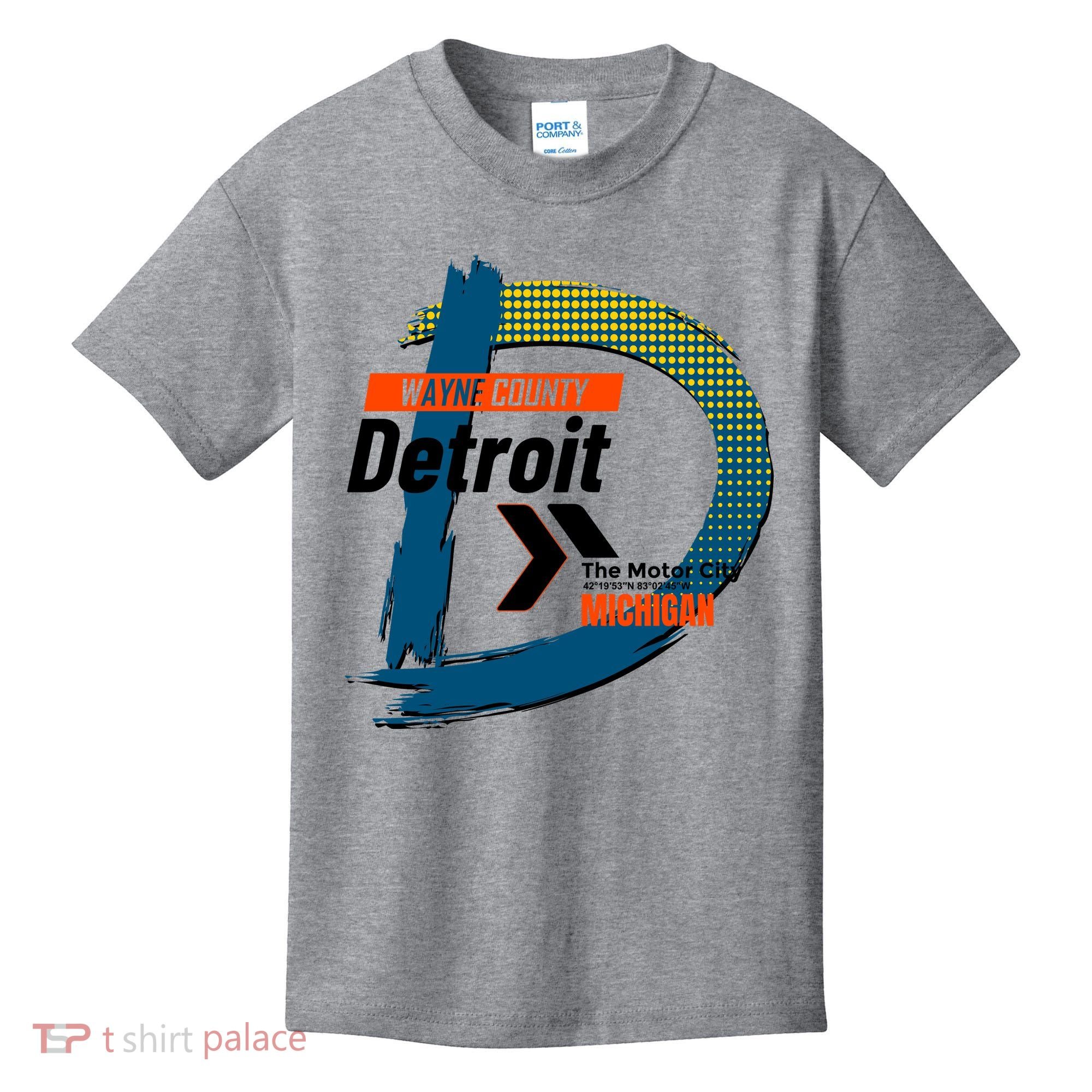 Detroit Wayne County Michigan Modern Logo Kids T-Shirt