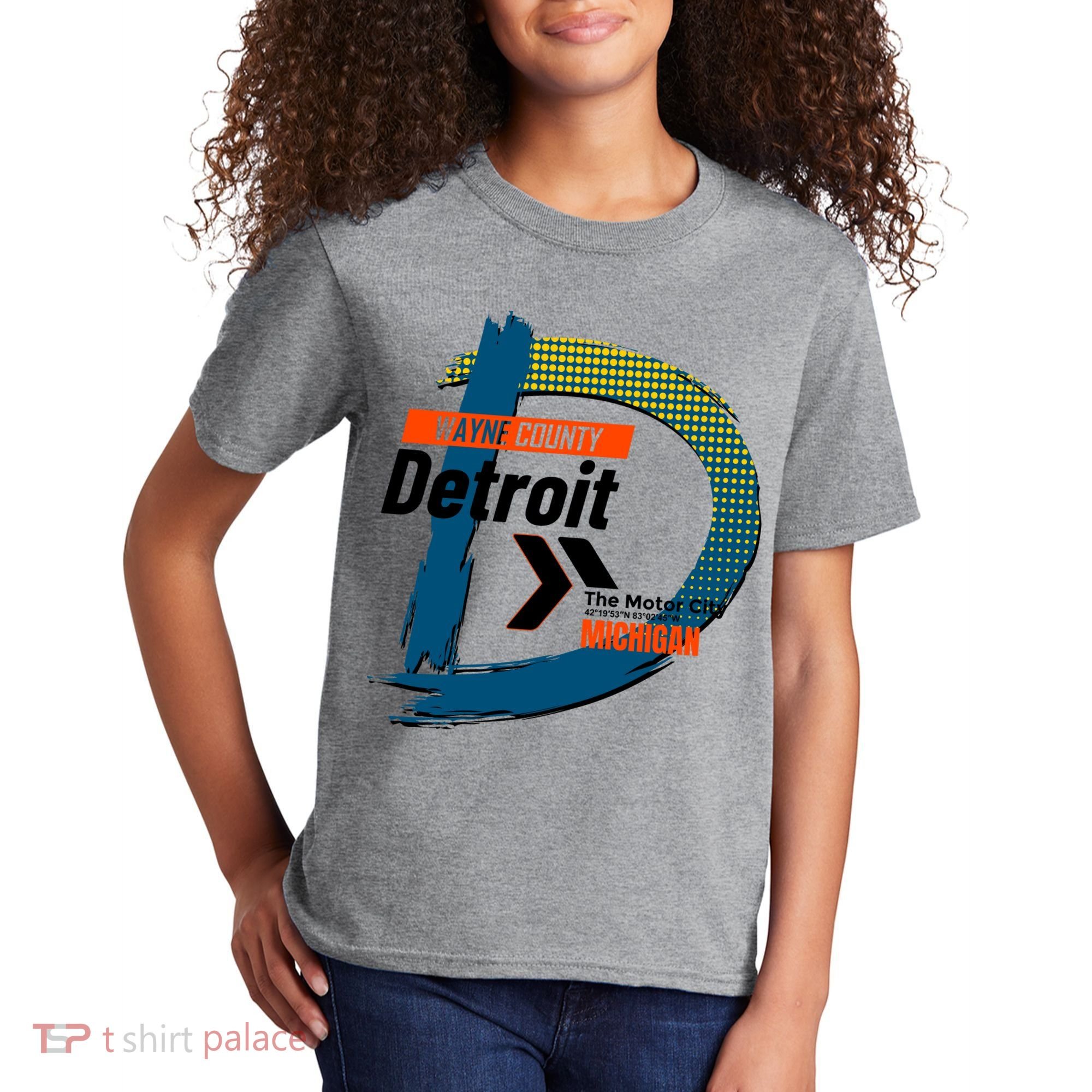 Detroit Wayne County Michigan Modern Logo Kids T-Shirt