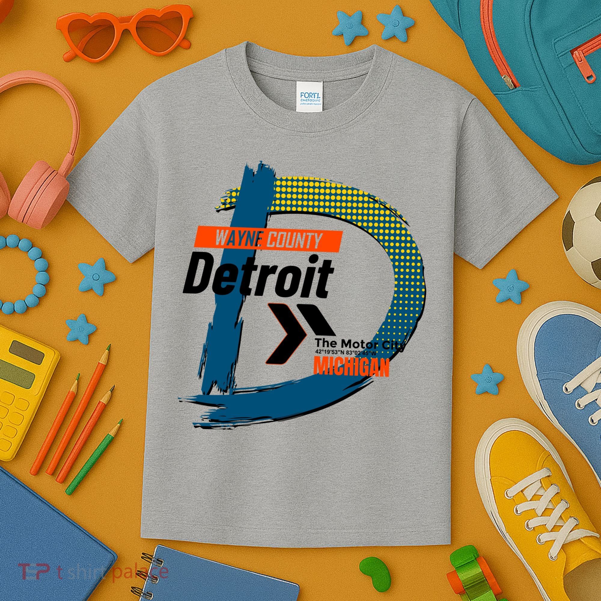 Detroit Wayne County Michigan Modern Logo Kids T-Shirt