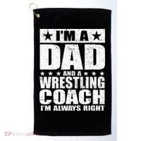 Dad Wrestling Coach Coaches Fathers Day Gift Golf Towel thumb 0