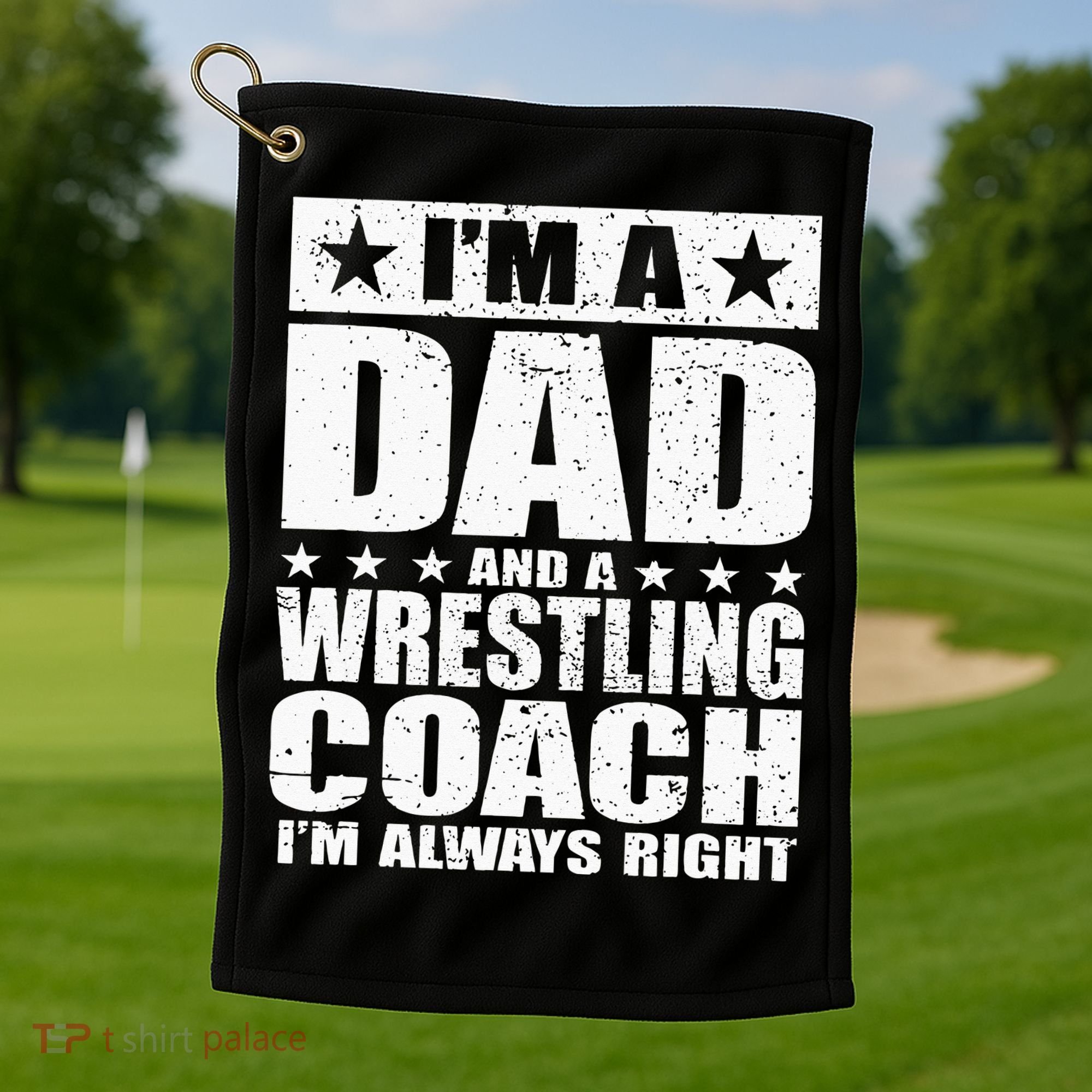 Dad Wrestling Coach Coaches Fathers Day Gift Golf Towel