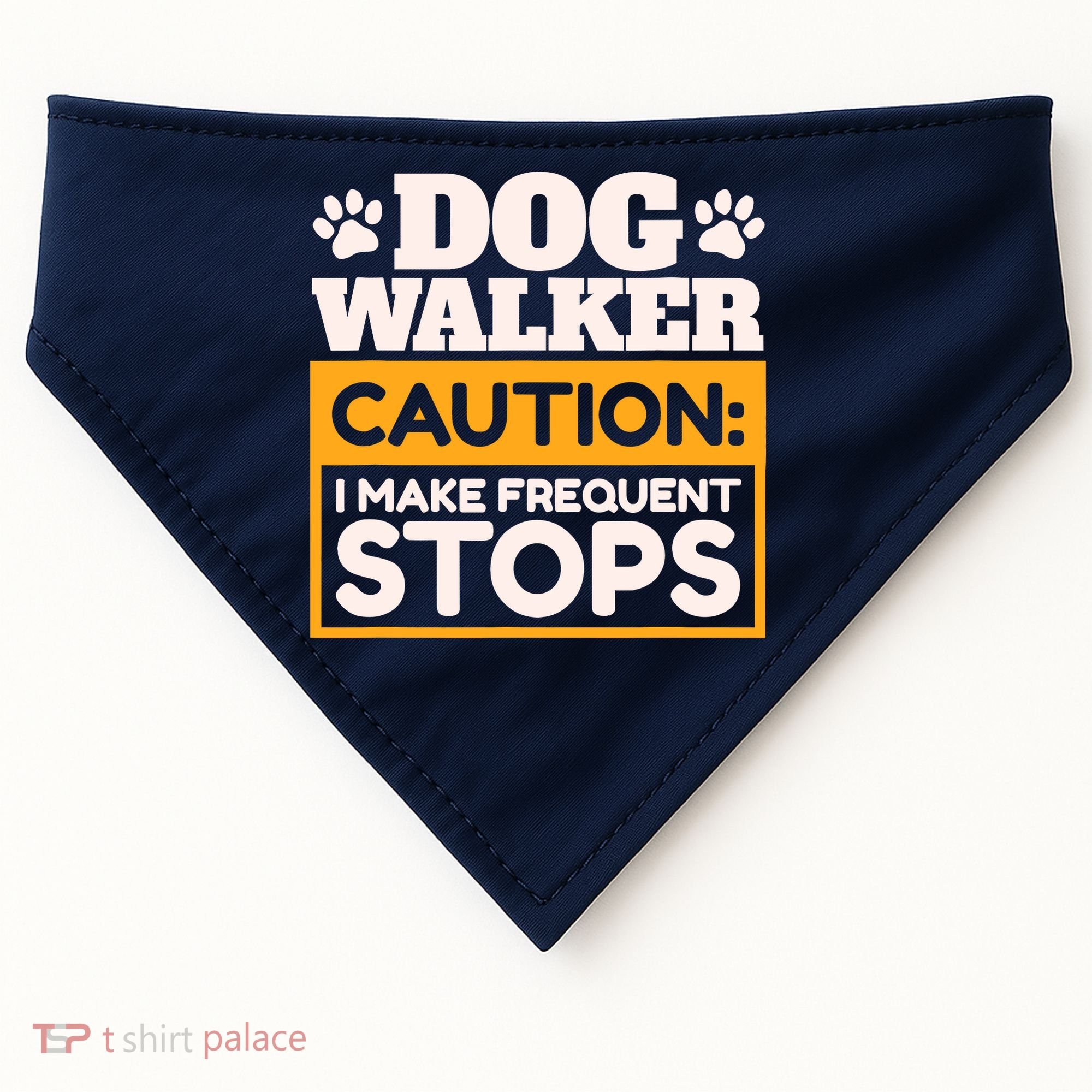 Dog Walker Caution I Make Frequent Stops Funny Dog Walking USA-Made Doggie Bandana