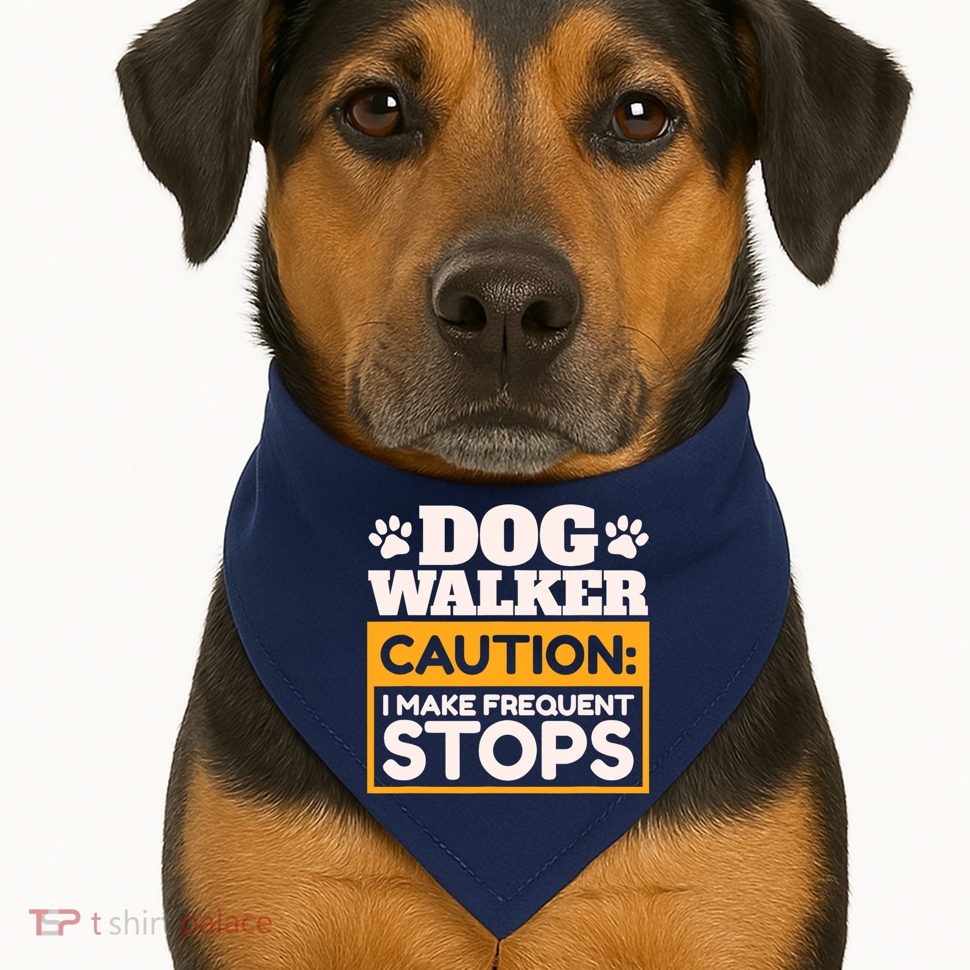 Dog Walker Caution I Make Frequent Stops Funny Dog Walking USA-Made Doggie Bandana