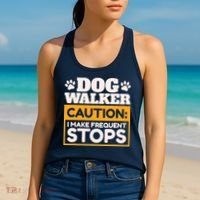 Dog Walker Caution I Make Frequent Stops Funny Dog Walking Women's Tank Top thumb 2
