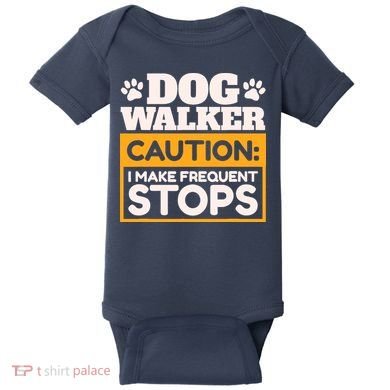 Dog Walker Caution I Make Frequent Stops Funny Dog Walking Baby Bodysuit