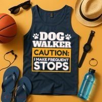 Dog Walker Caution I Make Frequent Stops Funny Dog Walking Tank Top thumb 4