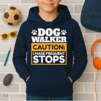 Dog Walker Caution I Make Frequent Stops Funny Dog Walking Kids Hoodie thumb 2