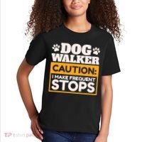 Dog Walker Caution I Make Frequent Stops Funny Dog Walking Kids T-Shirt thumb 2