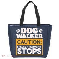 Dog Walker Caution I Make Frequent Stops Funny Dog Walking Tote Bag thumb 0
