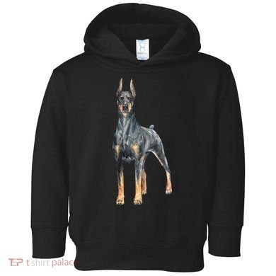 Doberman Watercolor Dog Toddler Hoodie