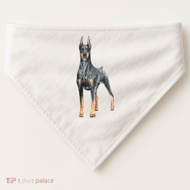 Doberman Watercolor Dog USA-Made Doggie Bandana