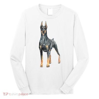 Doberman Watercolor Dog Long Sleeve Shirt