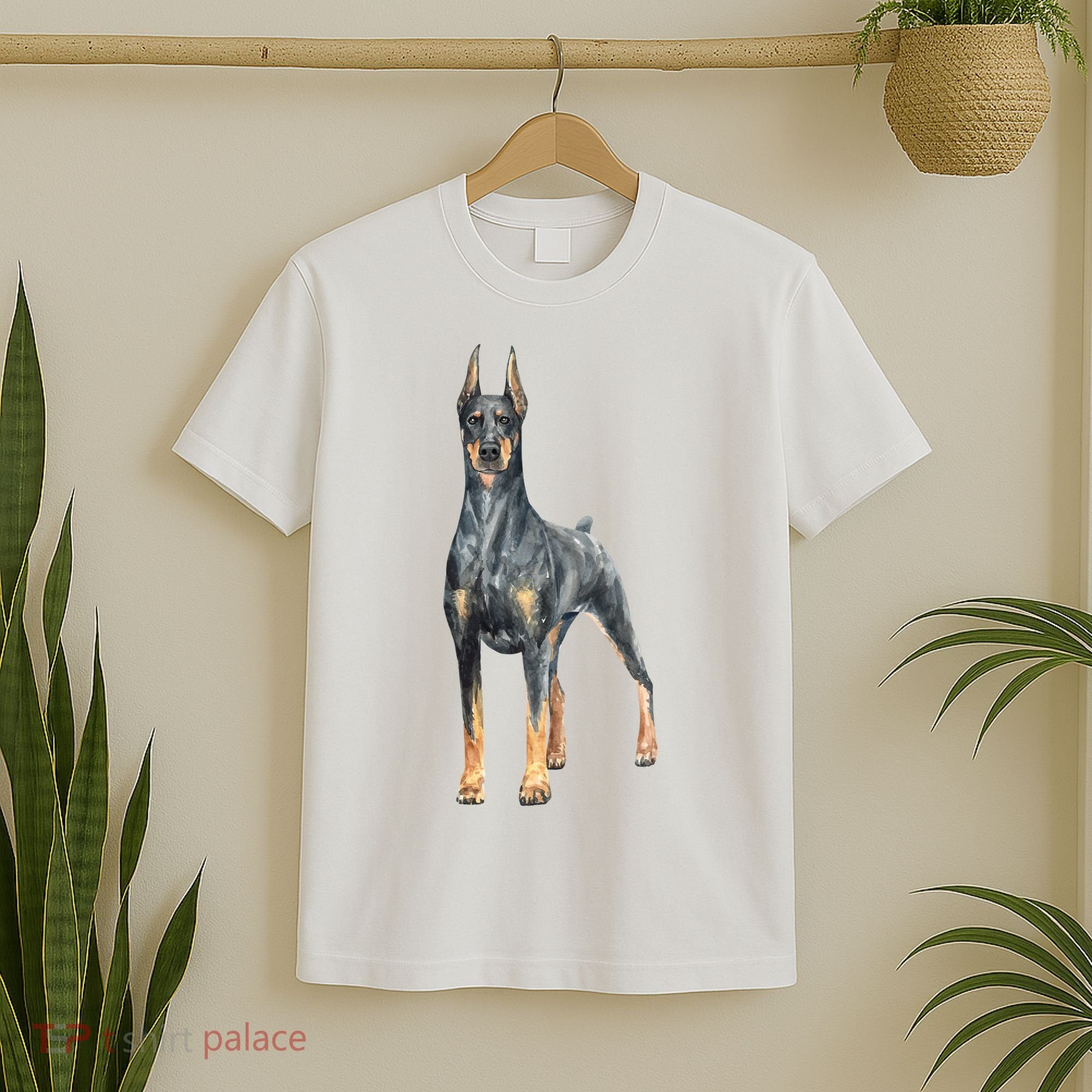 Doberman Watercolor Dog T-Shirt