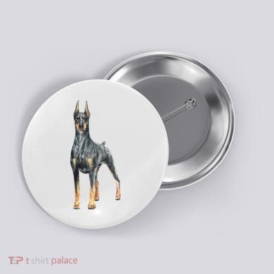 Doberman Watercolor Dog Button