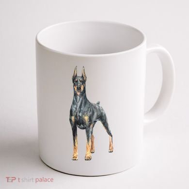 Doberman Watercolor Dog Coffee Mug back