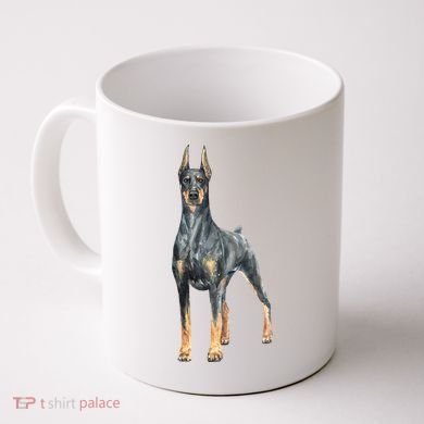 Doberman Watercolor Dog Coffee Mug