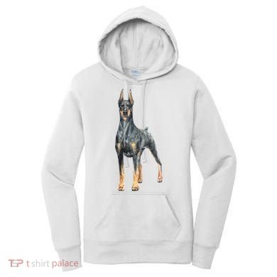 Doberman Watercolor Dog Women's Hoodie