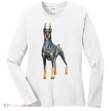 Doberman Watercolor Dog Women's Long Sleeve Shirt