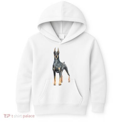 Doberman Watercolor Dog Kids Hoodie