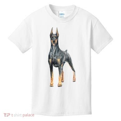 Doberman Watercolor Dog Kids T-Shirt