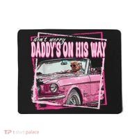 Dont Worry Daddys On His Way Funny Trump In Pink Car 2024 Mousepad thumb 0