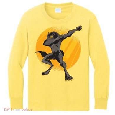 Dabbing Werewolf Kids Long Sleeve Shirt