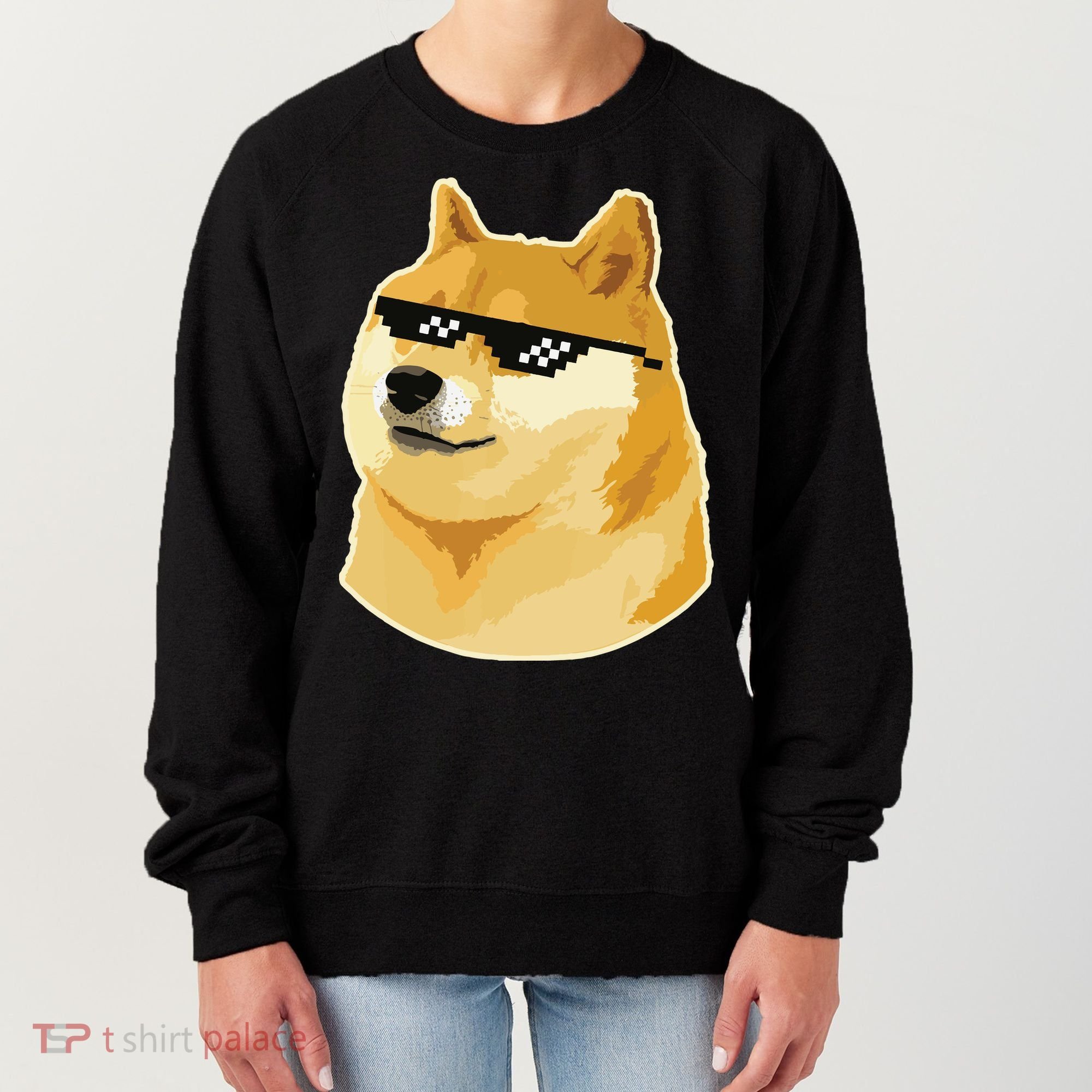 Doge With Deal With It Glasses Women's Sweatshirt