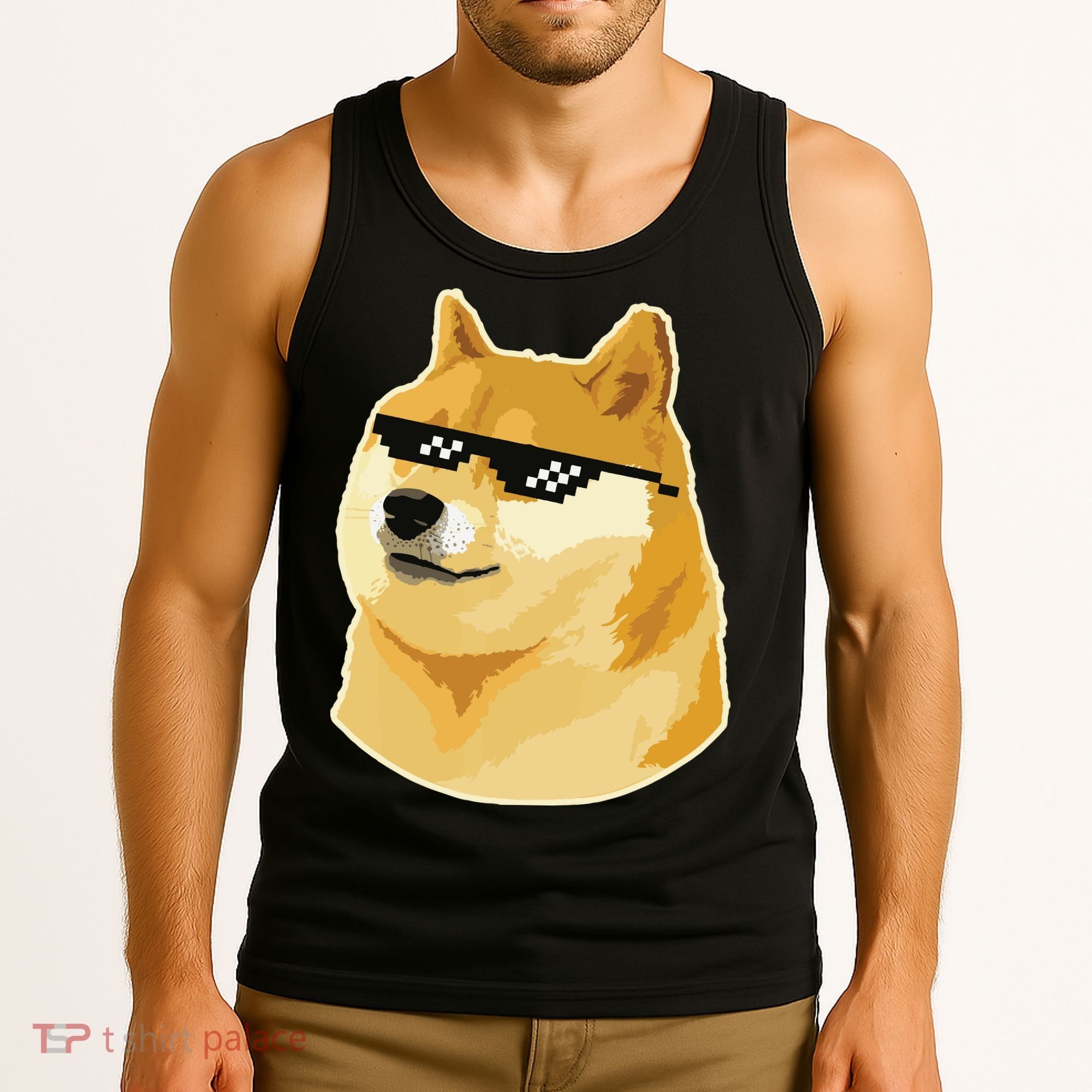 Doge With Deal With It Glasses Tank Top