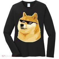 Doge With Deal With It Glasses Women's Long Sleeve Shirt thumb 0