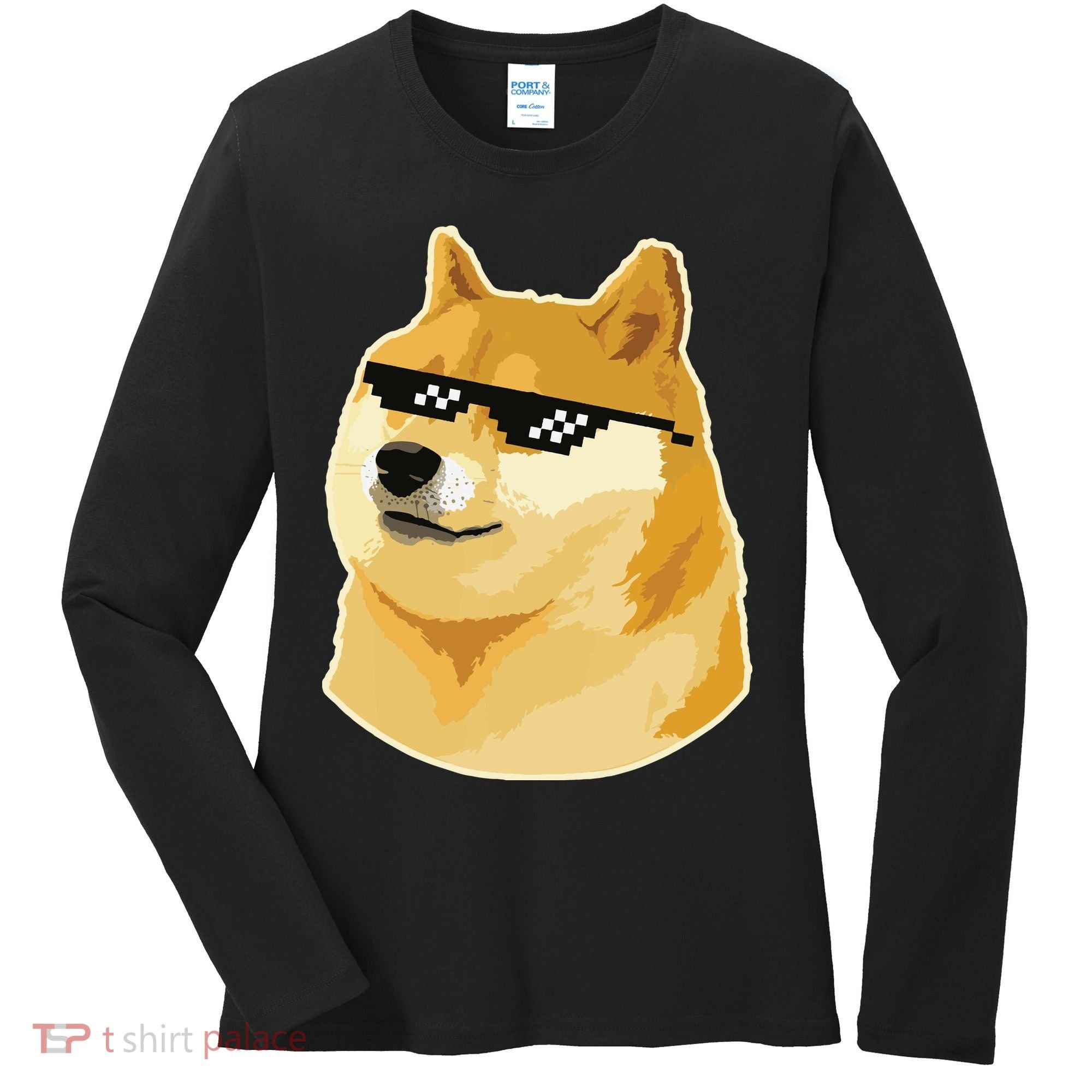 Doge With Deal With It Glasses Women's Long Sleeve Shirt
