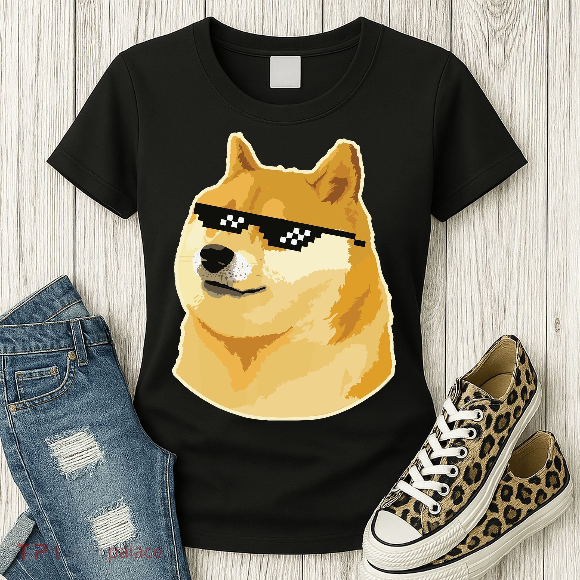 Doge With Deal With It Glasses Women's T-Shirt
