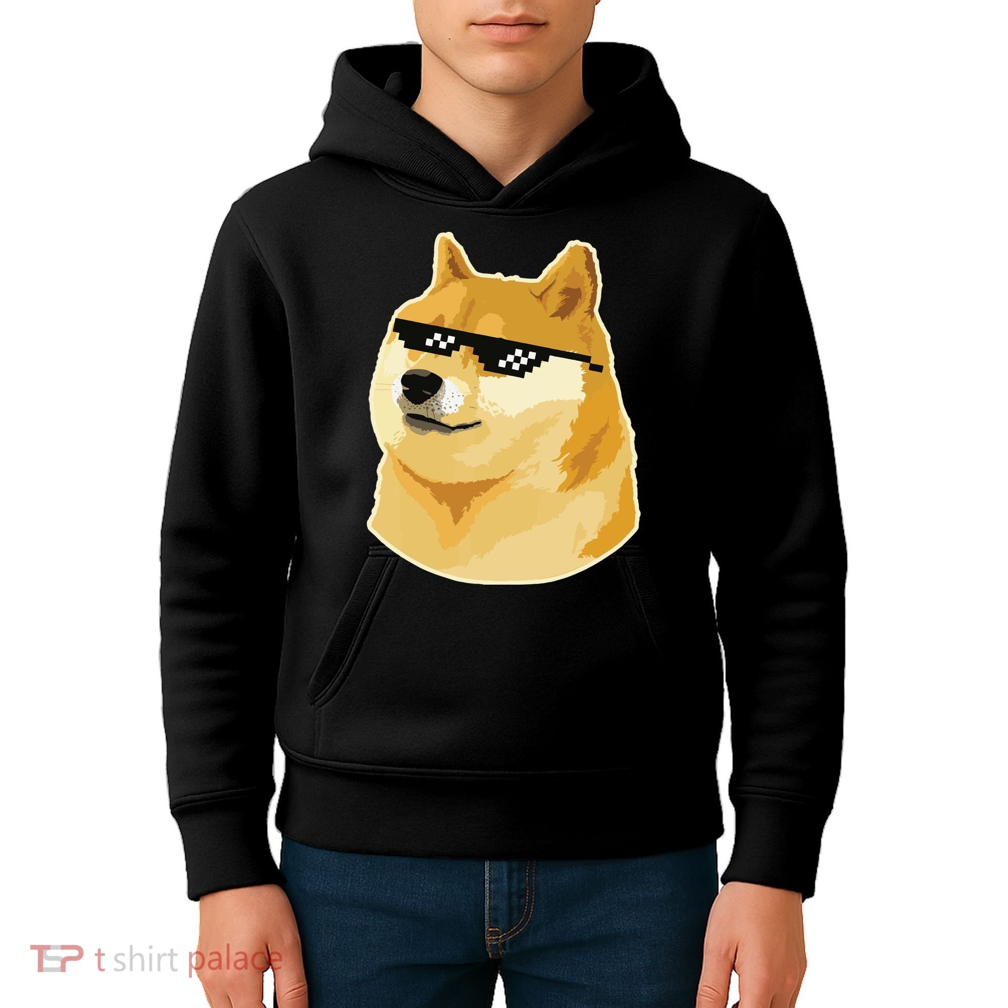 Doge With Deal With It Glasses Kids Hoodie