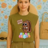 Dandys World Easter Cocoa The Chocolate Easter Bunny Garment-Dyed Women's Muscle Tee thumb 4
