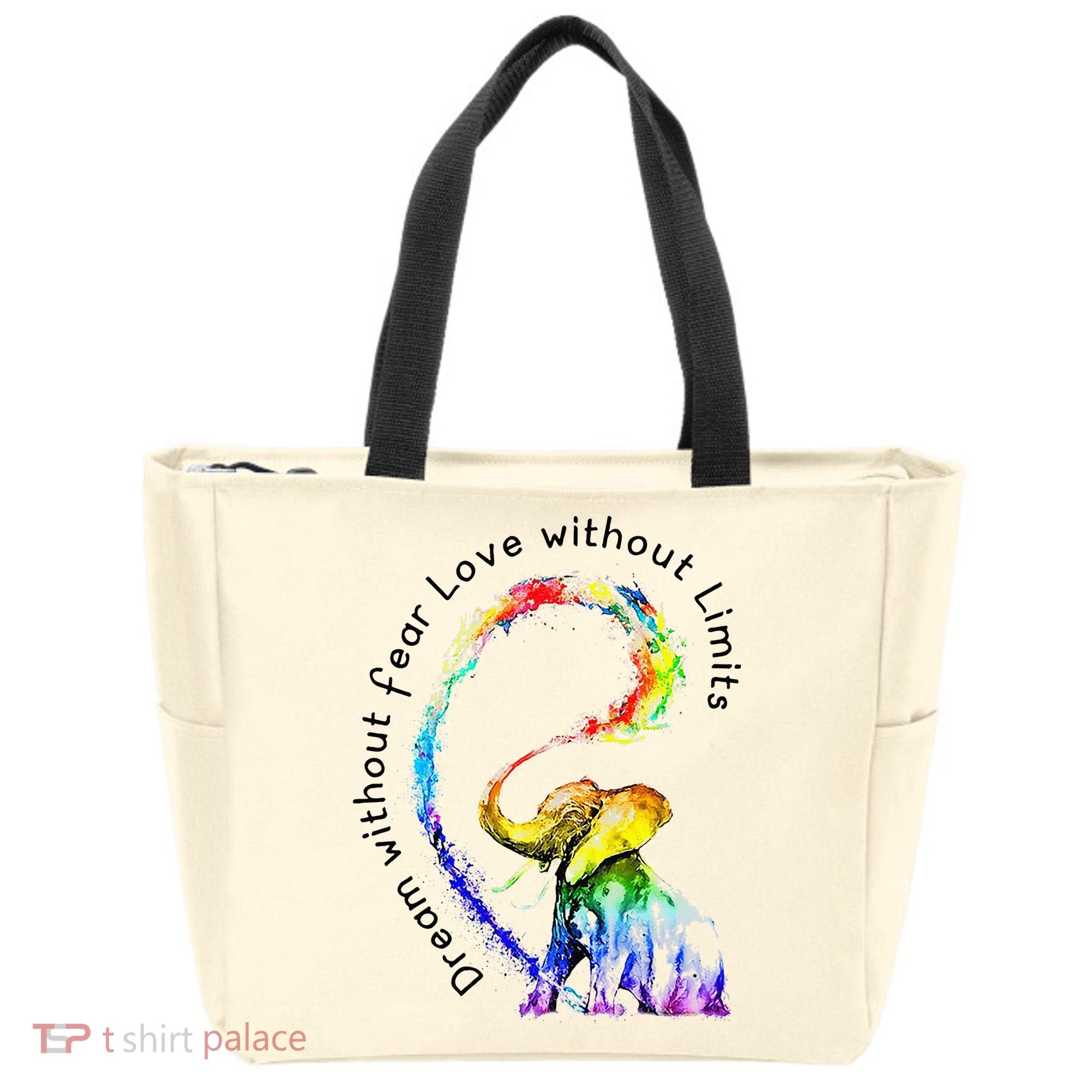 Dream Without Fear Love Without Limits Elephant LGBT Tote Bag
