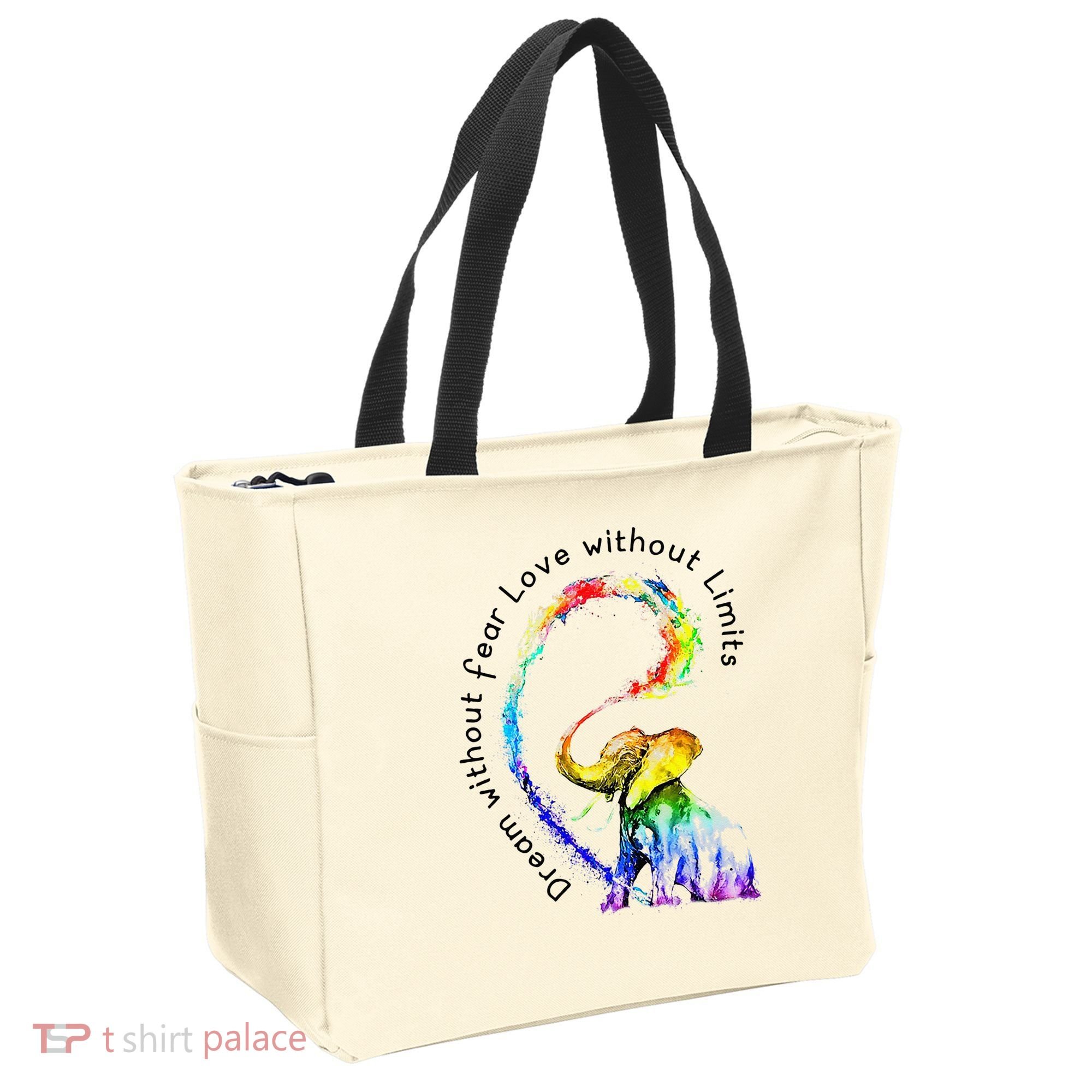 Dream Without Fear Love Without Limits Elephant LGBT Tote Bag