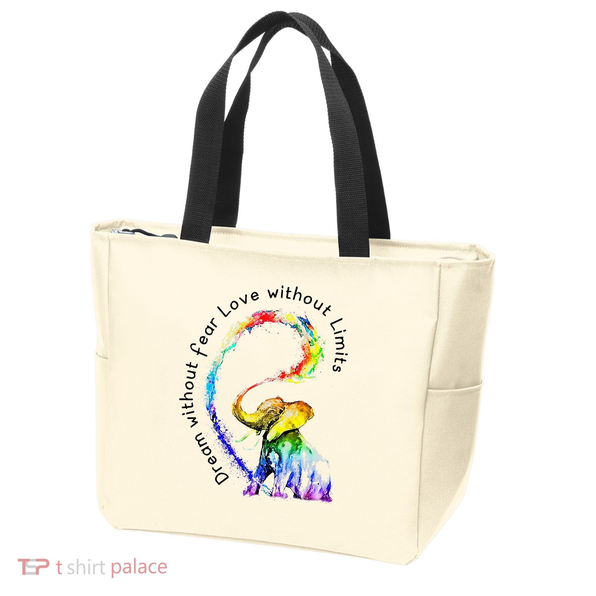 Dream Without Fear Love Without Limits Elephant LGBT Tote Bag