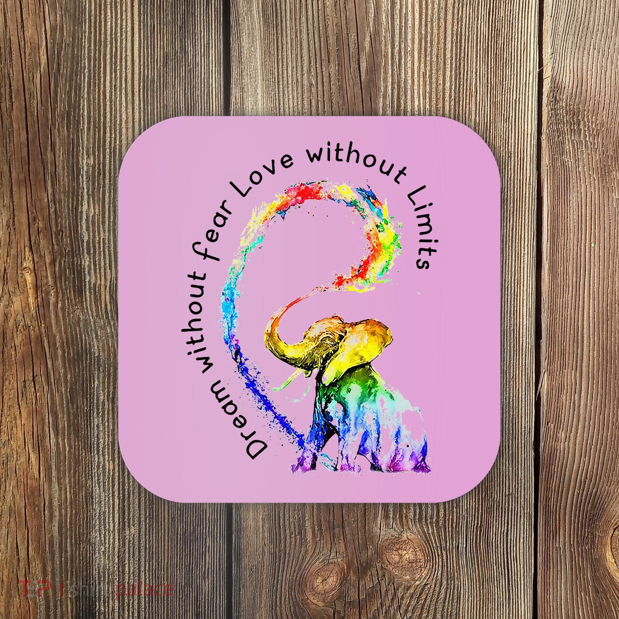 Dream Without Fear Love Without Limits Elephant LGBT Coaster