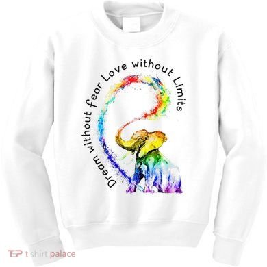 Dream Without Fear Love Without Limits Elephant LGBT Kids Sweatshirt