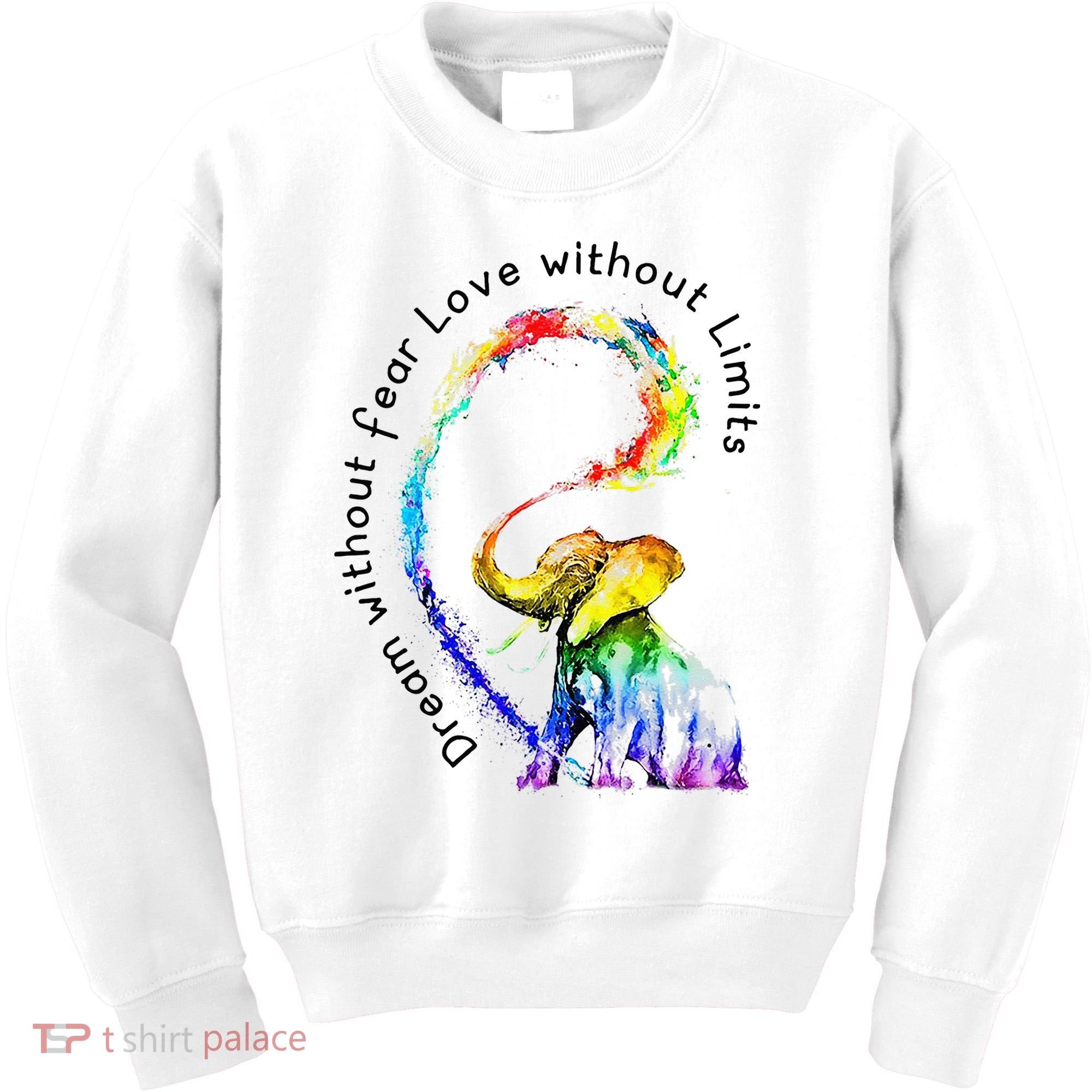 Dream Without Fear Love Without Limits Elephant LGBT Kids Sweatshirt