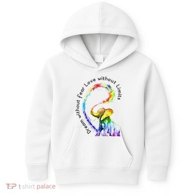 Dream Without Fear Love Without Limits Elephant LGBT Kids Hoodie