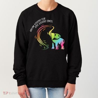Dream Without Fear Love Without Limits Colorful Elephant Women's Sweatshirt