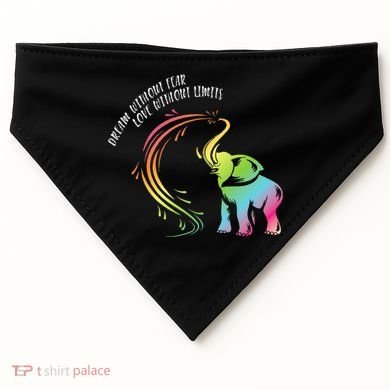 Dream Without Fear Love Without Limits Colorful Elephant USA-Made Doggie Bandana